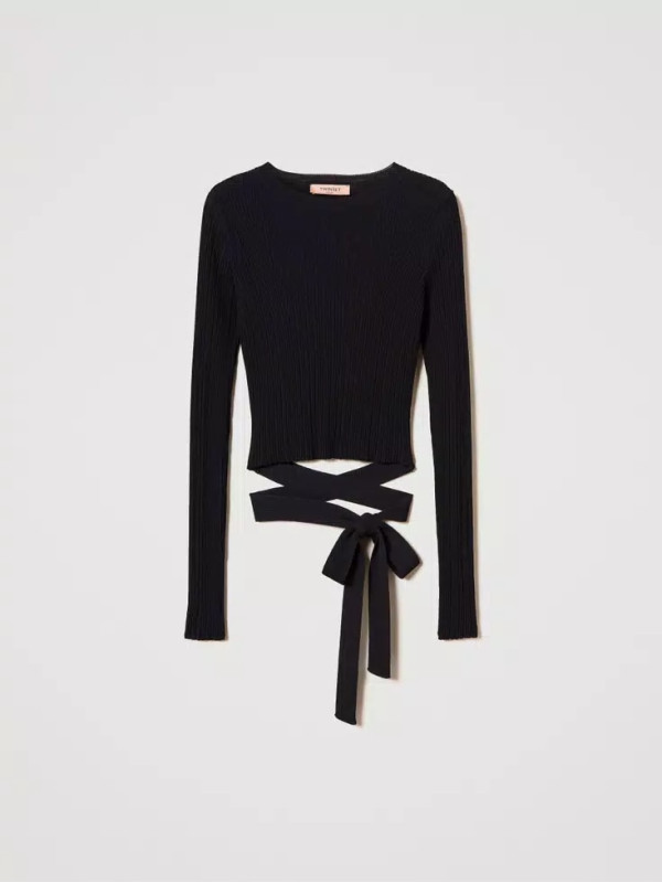 Светр з бантом / Чорний