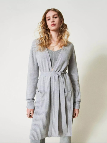 Кардіган максі / Сірий / сріблястий