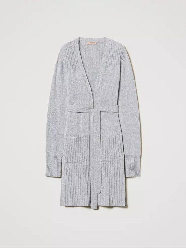 Кардіган максі / Сірий / сріблястий