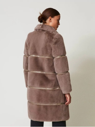 Хутряне пальто / Тауп / сіро - коричневий