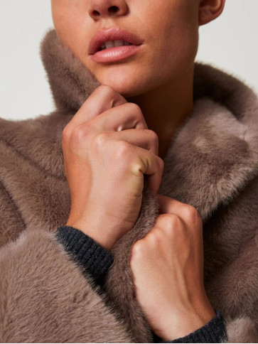 Хутряне пальто / Тауп / сіро - коричневий