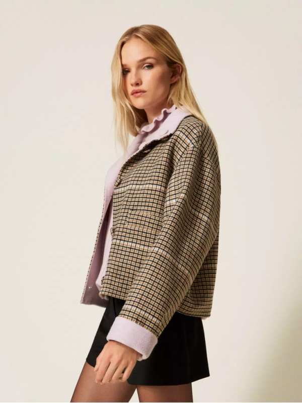 Двостороння куртка / Клітинка / фіалка