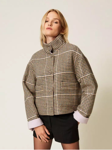 Двостороння куртка / Клітинка / фіалка