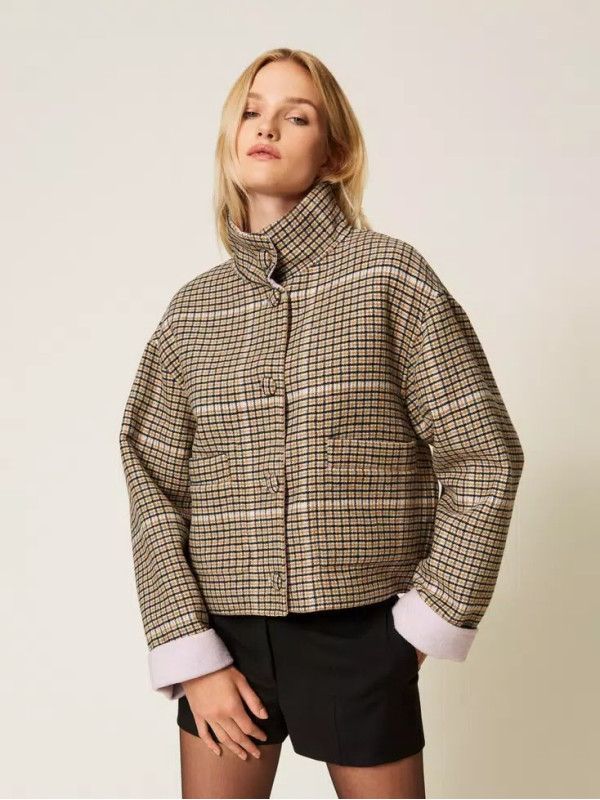 Двостороння куртка / Клітинка / фіалка