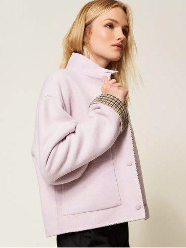 Двостороння куртка / Клітинка / фіалка