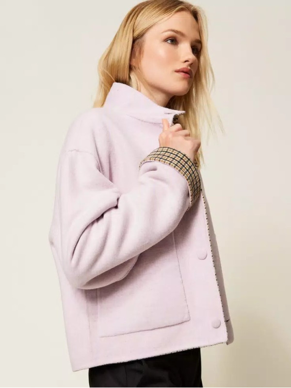 Двостороння куртка / Клітинка / фіалка