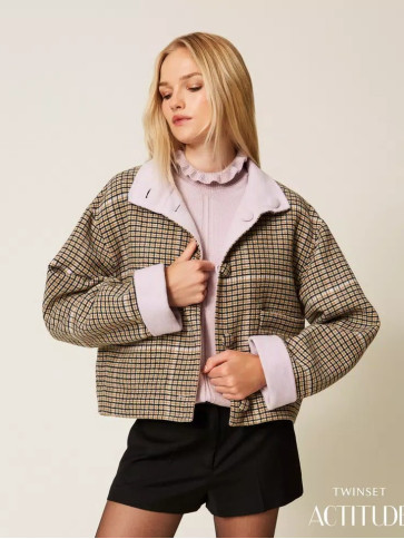 Двостороння куртка / Клітинка / фіалка
