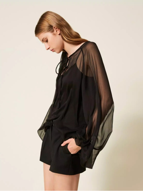 Блузка вуаль / Чорний