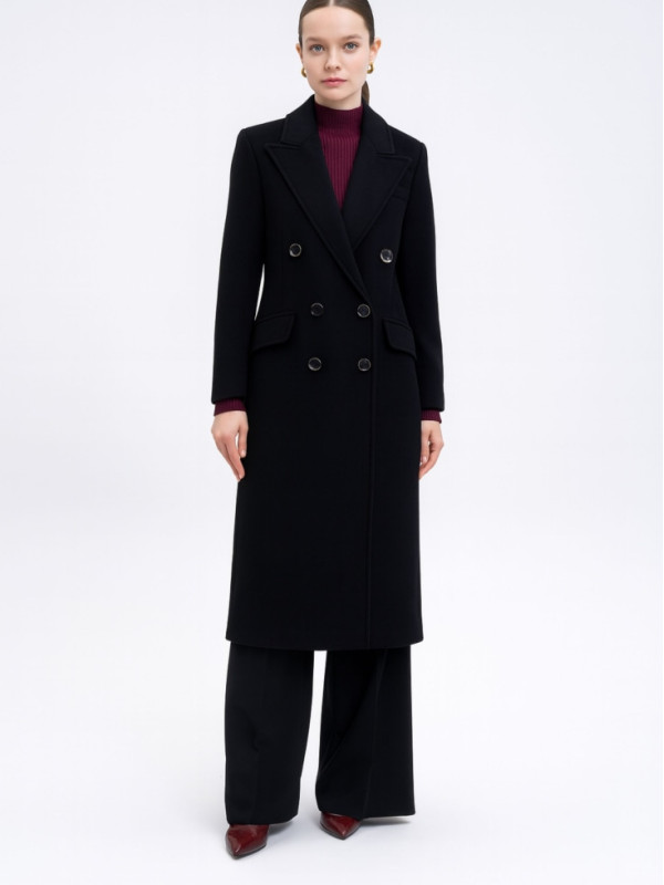 Двобортне пальто/Чорний