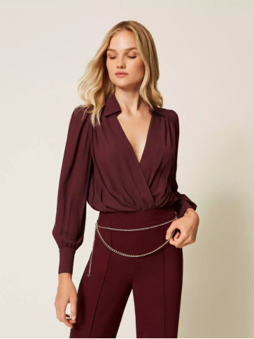 Боді з крепдешину/Винний