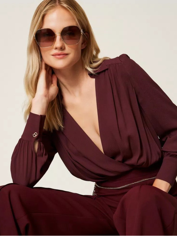 Боді з крепдешину/Винний