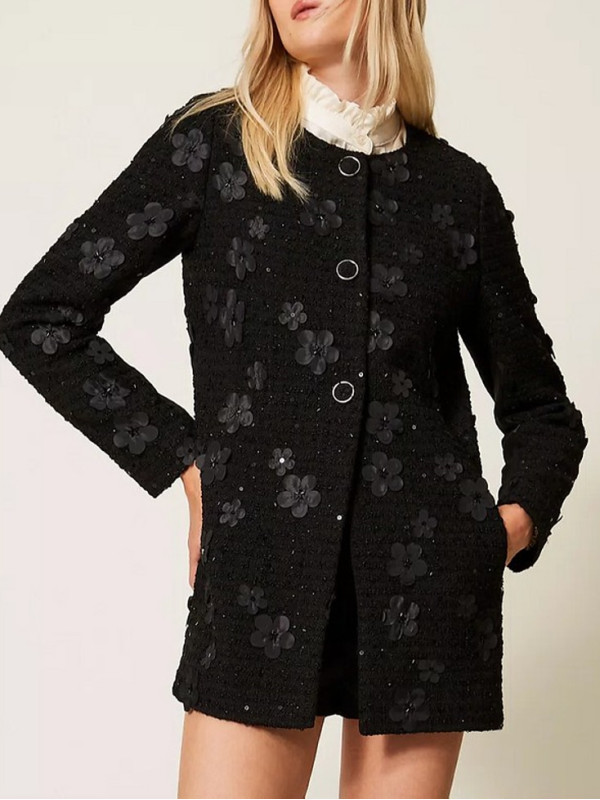 Пальто/Букле чорні квіти