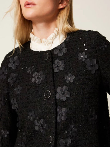 Пальто/Букле чорні квіти
