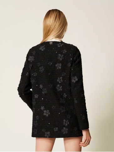 Пальто/Букле чорні квіти