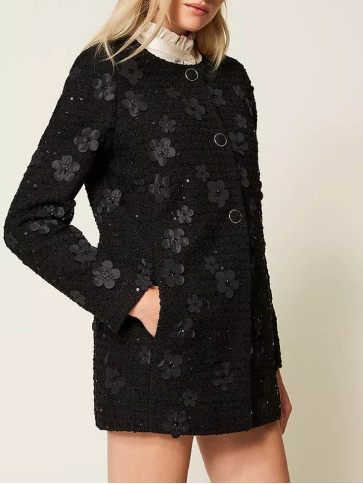 Пальто/Букле чорні квіти