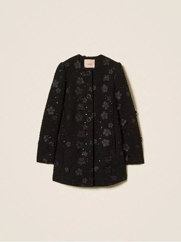 Пальто/Букле чорні квіти