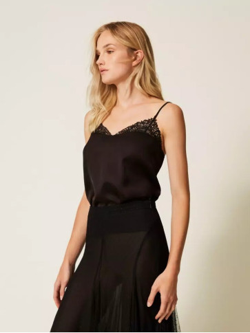 Атласний топ/Чорний