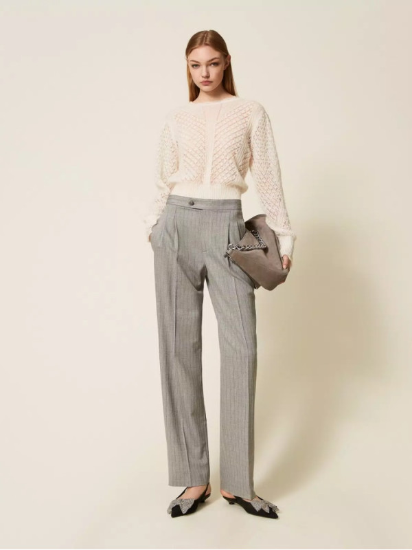 Штани вільного кроя/Сіра смужка