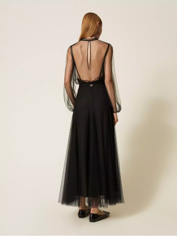 Спідниця з мереживом/Чорний