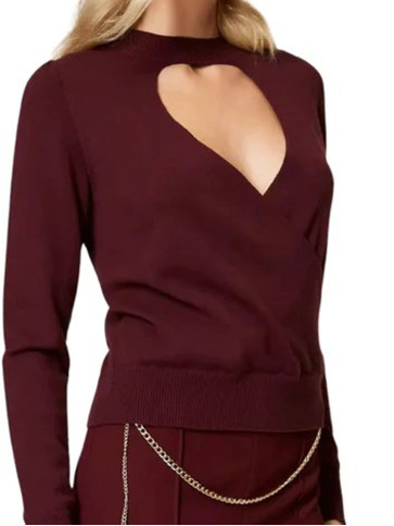 Светр з вирізом/Винний