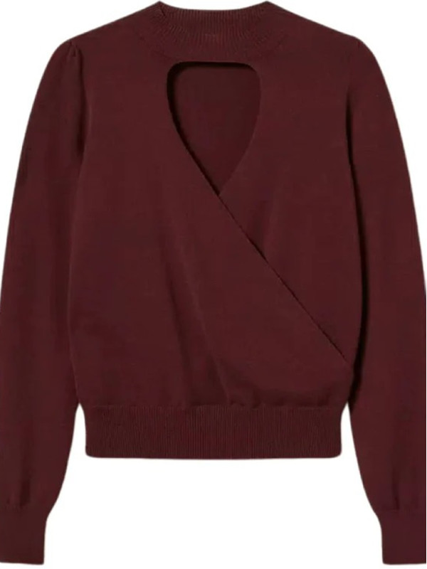 Светр з вирізом/Винний