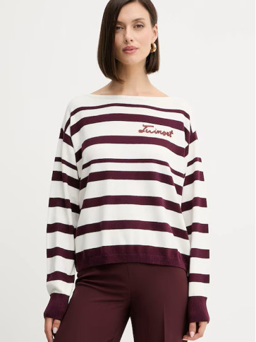 Джемпер/Смужка пергамент/винний