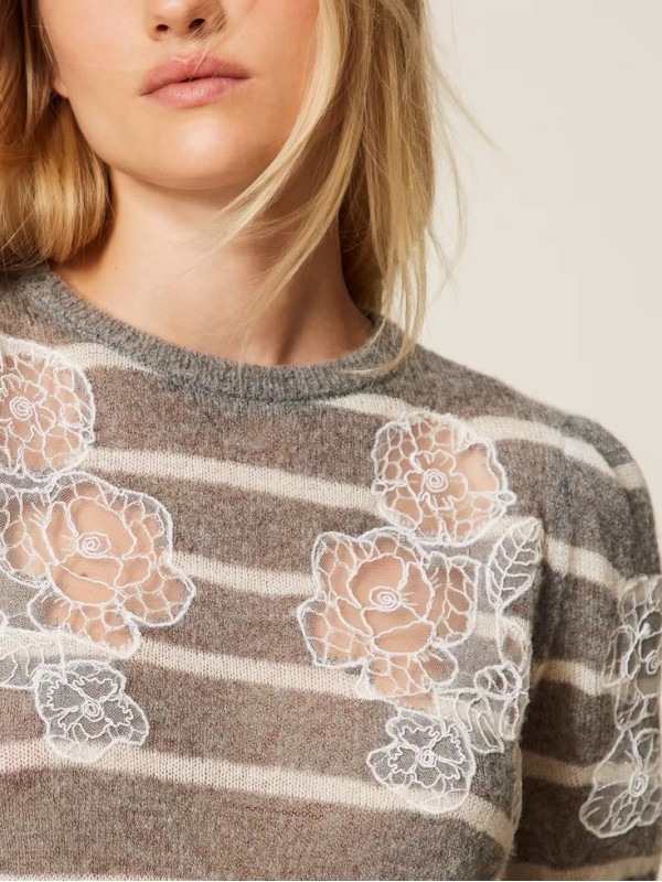 Светр з мохеру/Смугастий меланж