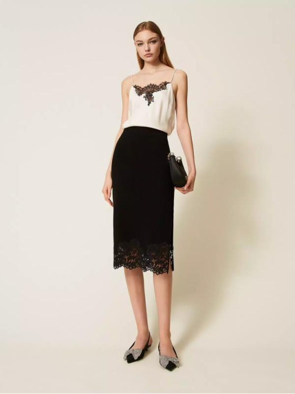 Спідниця з мереживом/Чорний