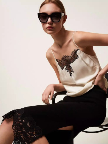 Спідниця з мереживом/Чорний