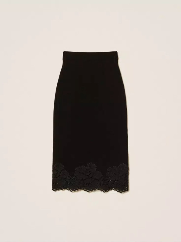 Спідниця з мереживом/Чорний