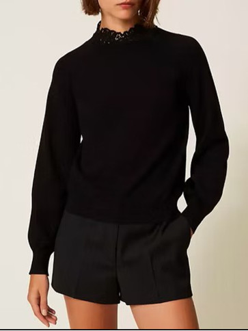 Блуза з мереживом/Чорний