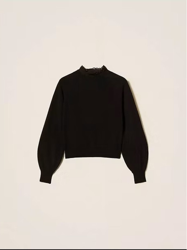 Блуза з мереживом/Чорний