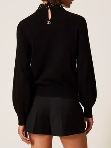 Блуза з мереживом/Чорний