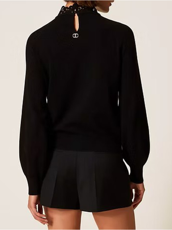 Блуза з мереживом/Чорний