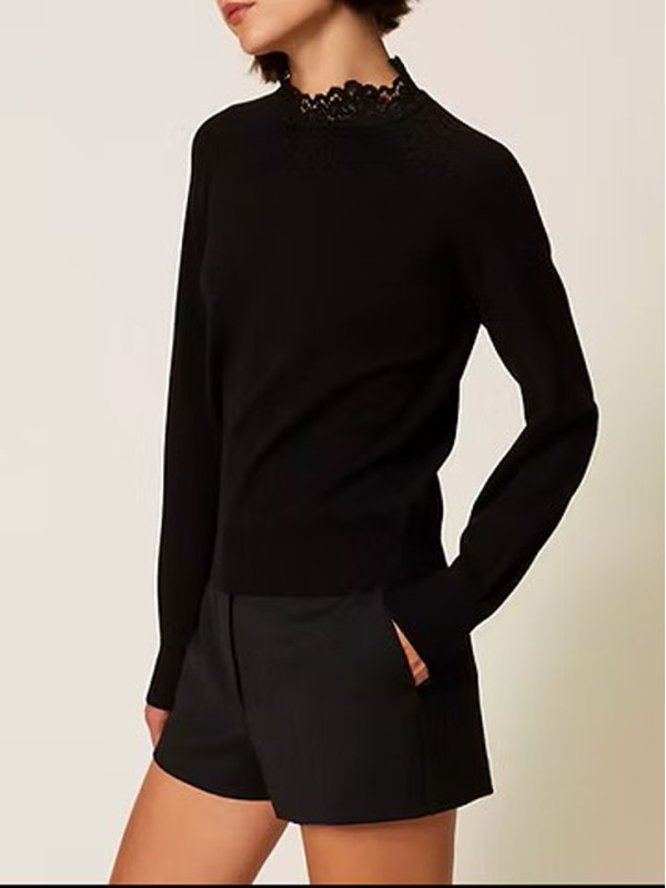 Блуза з мереживом/Чорний