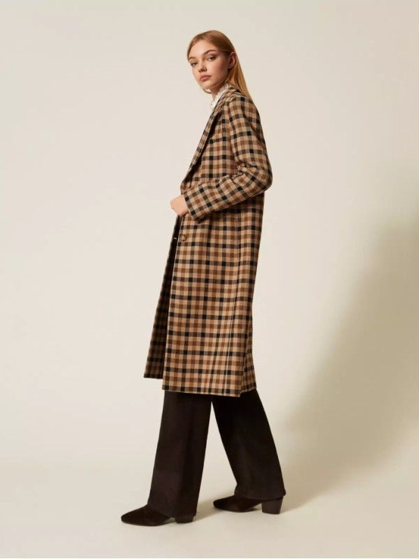 Пальто/Клітина Верблюжий/Чорний