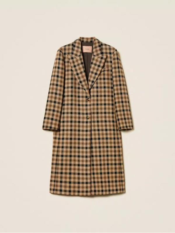 Пальто/Клітина Верблюжий/Чорний