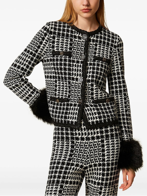 Жакет/Клітина Сніжний/Чорний