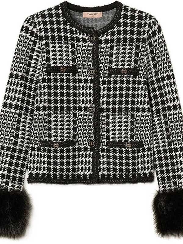 Жакет/Клітина Сніжний/Чорний