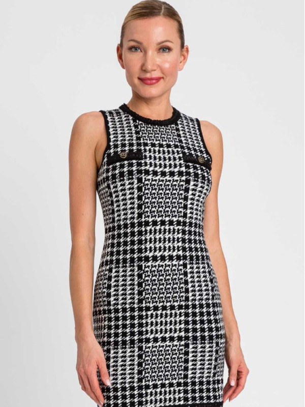 Міні сукня/Клітинка Сніжний / Чорний