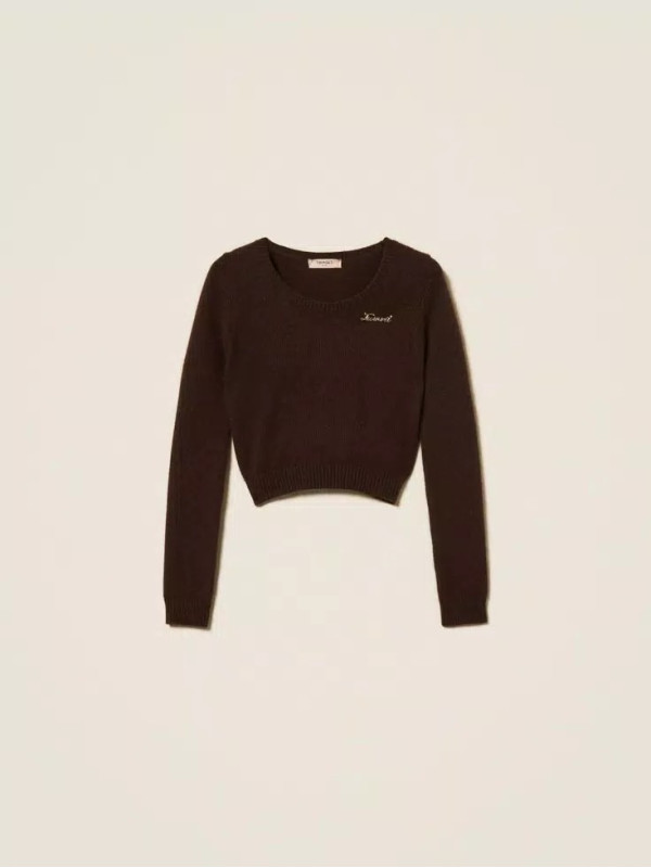 Укорочений светр/Чорний шоколад