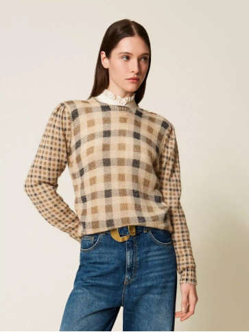 Джемпер/Клітина Верблюжий/Чорний