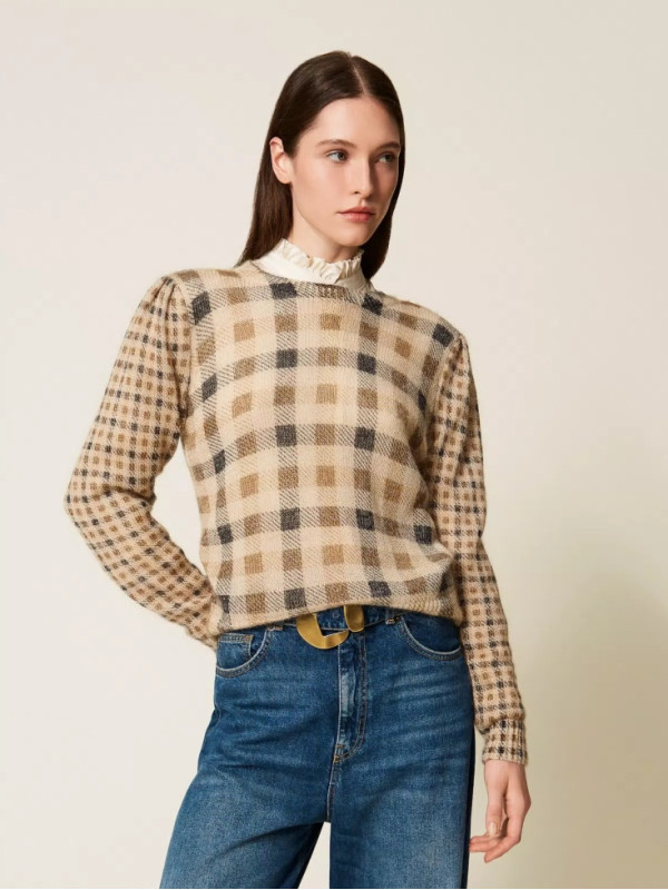 Джемпер/Клітина Верблюжий/Чорний