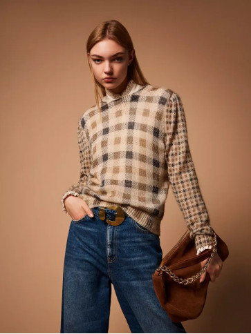 Джемпер/Клітина Верблюжий/Чорний