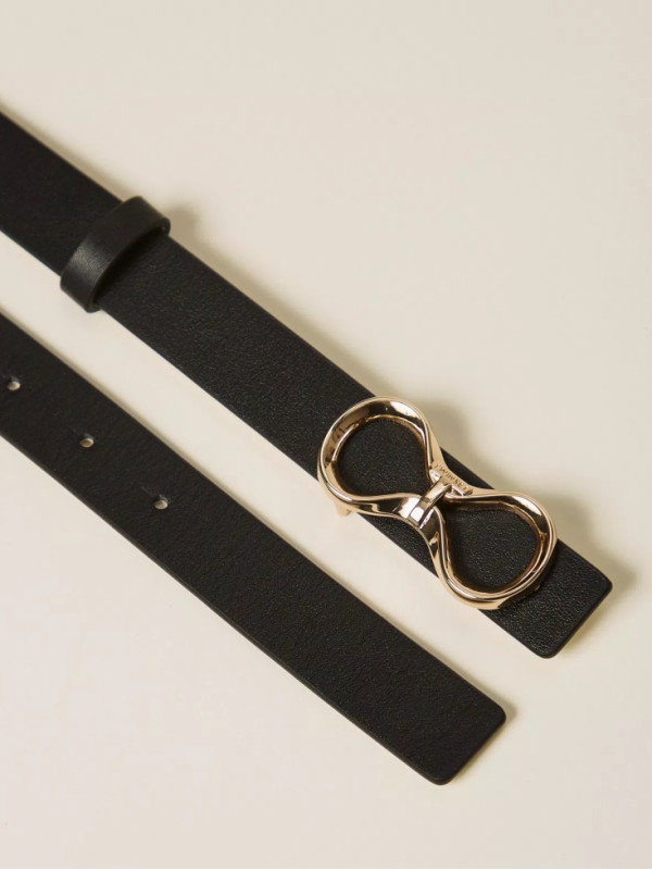 Двосторонній Шкіряний ремінь / Чорний/Пергамент