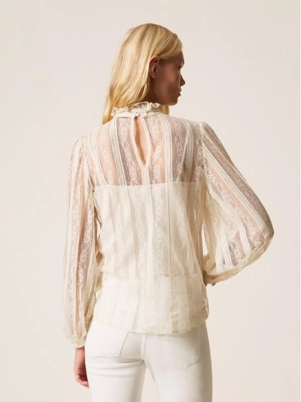 Блузка з бантом / Перламутр