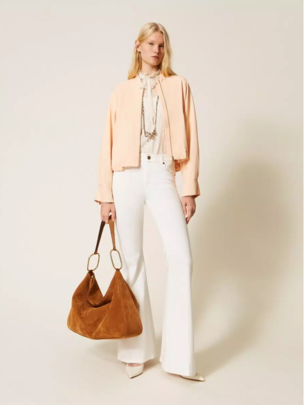 Блузка з бантом / Перламутр