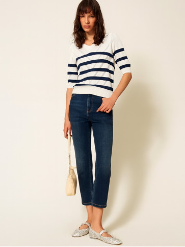 Пуловер / Смужка Сніг/Синій