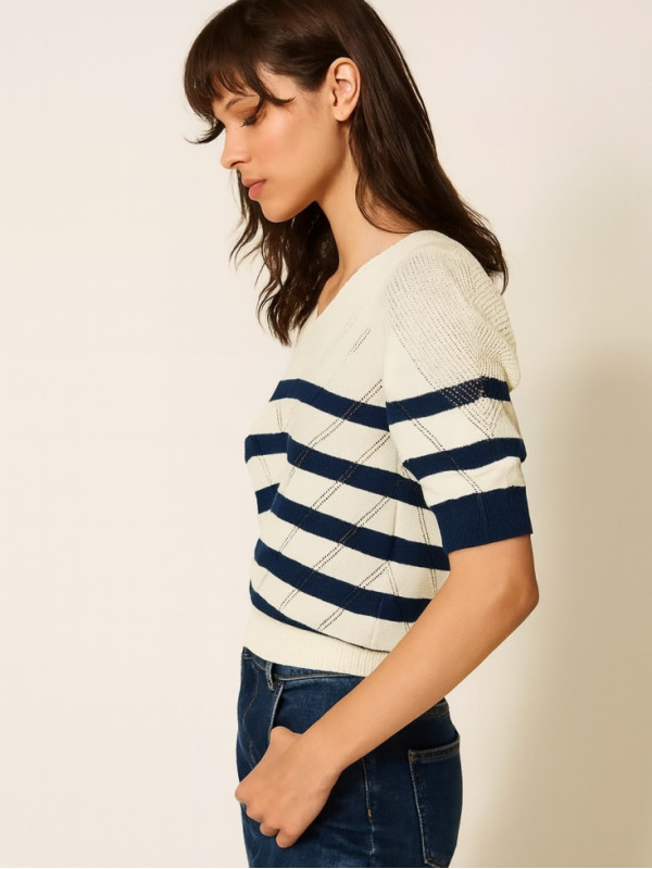 Пуловер / Смужка Сніг/Синій 261TP3231