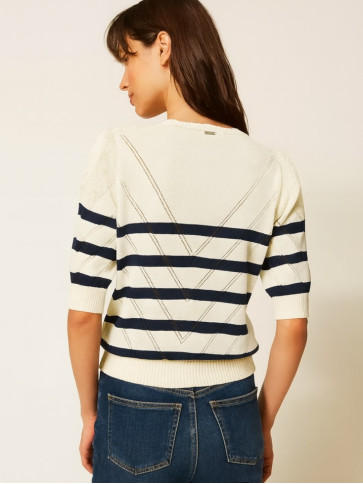 Пуловер / Смужка Сніг/Синій